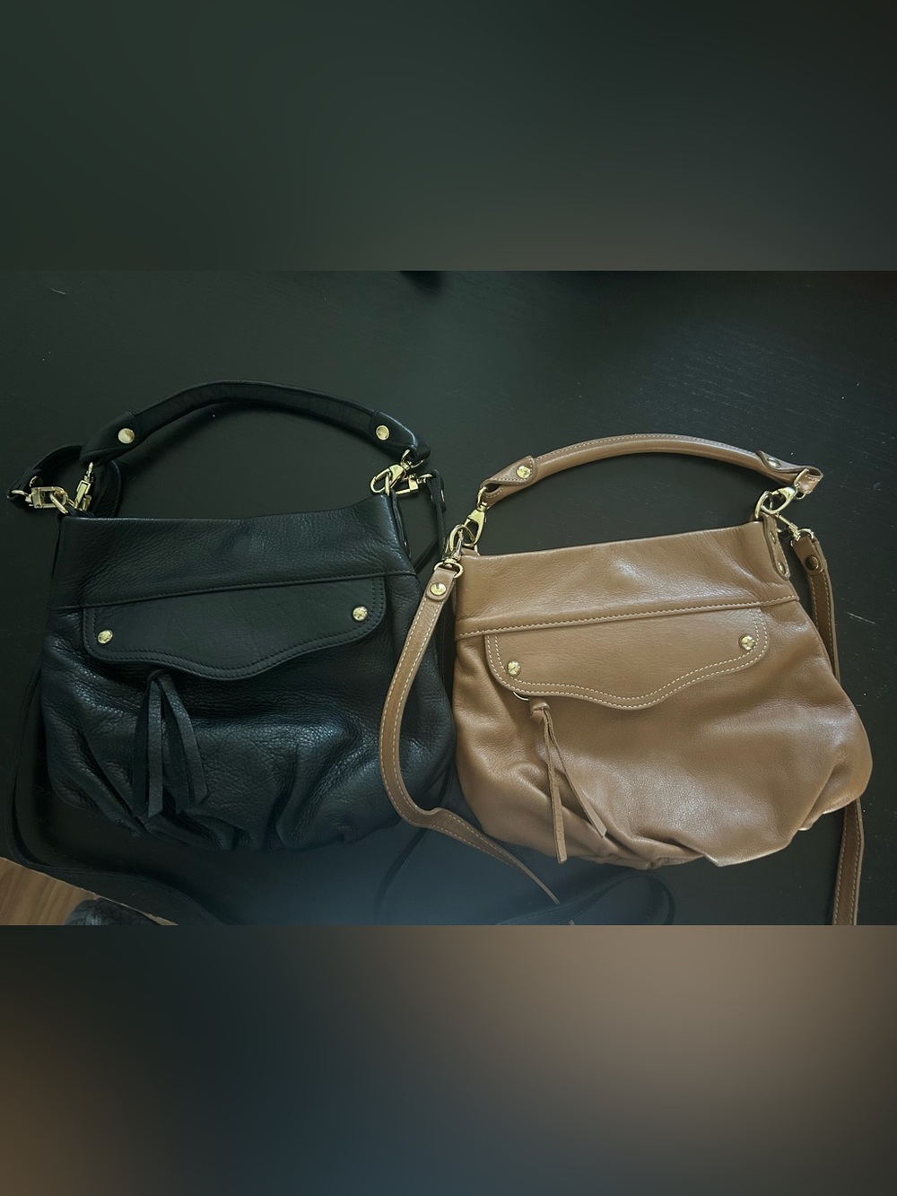 Pietro Alessandro Double Crossbody Set in Black and Tan